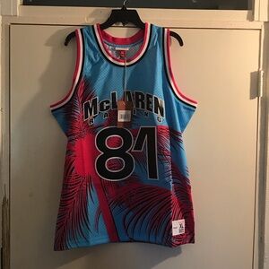 McLaren Racing XL Miami sports Blue and Pink Jersey brand new with tags